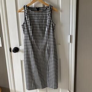 Les Copains Black White Checked Sheath Dress Italy Luxury Size 42 (US M)